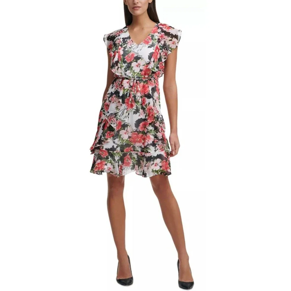 Tommy Hilfiger Ruffled Fit & Flare Dress‎ Women’s 2 Fairycore Romantic Wedding - Picture 5 of 13